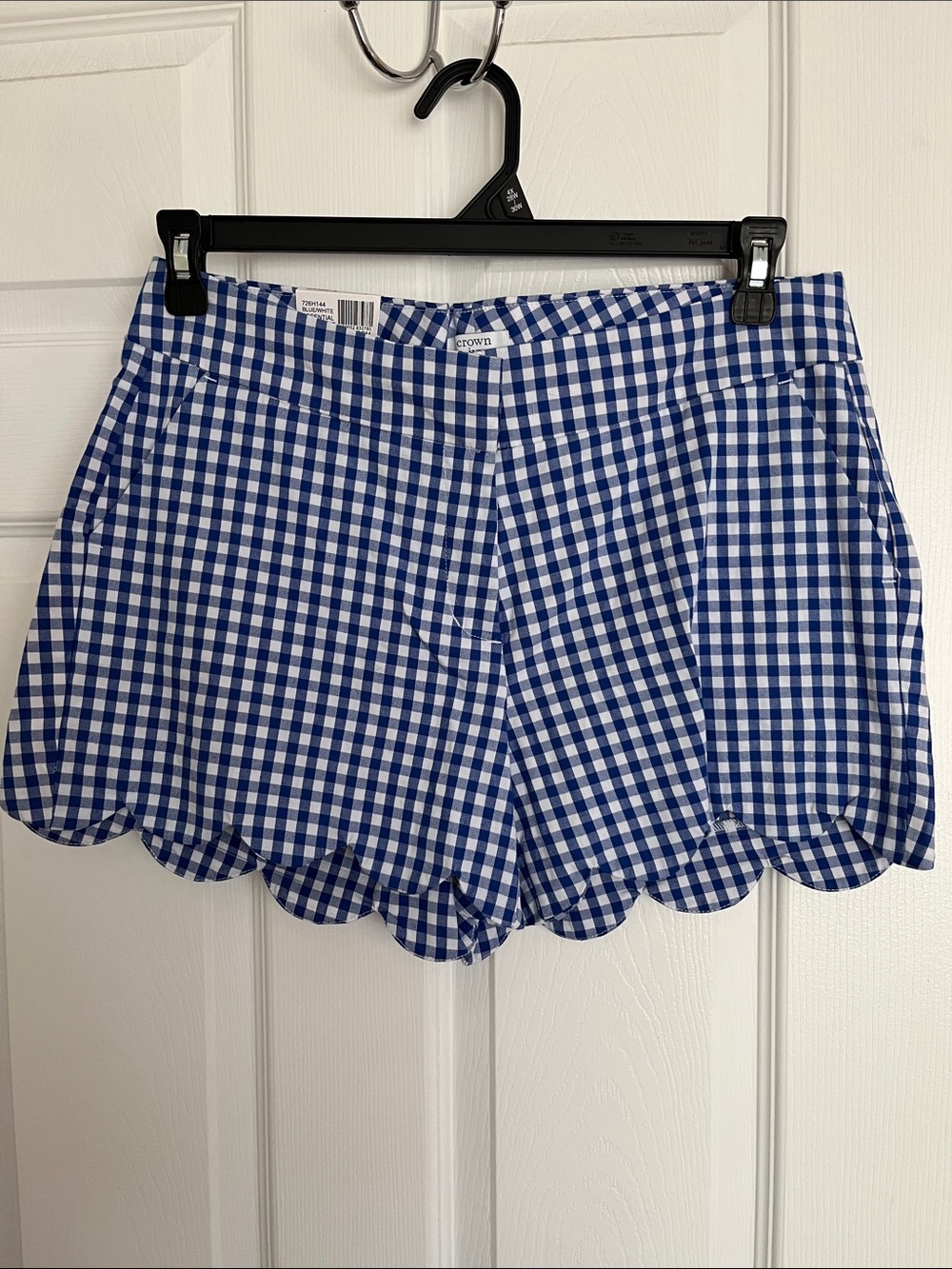 crown & ivy Blue and White Gingham Shelby Shorts